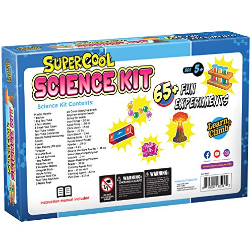 Learn & Climb Science Kit for Kids - Set Includes Over 65 Science Experiments + Scientist Name tag!