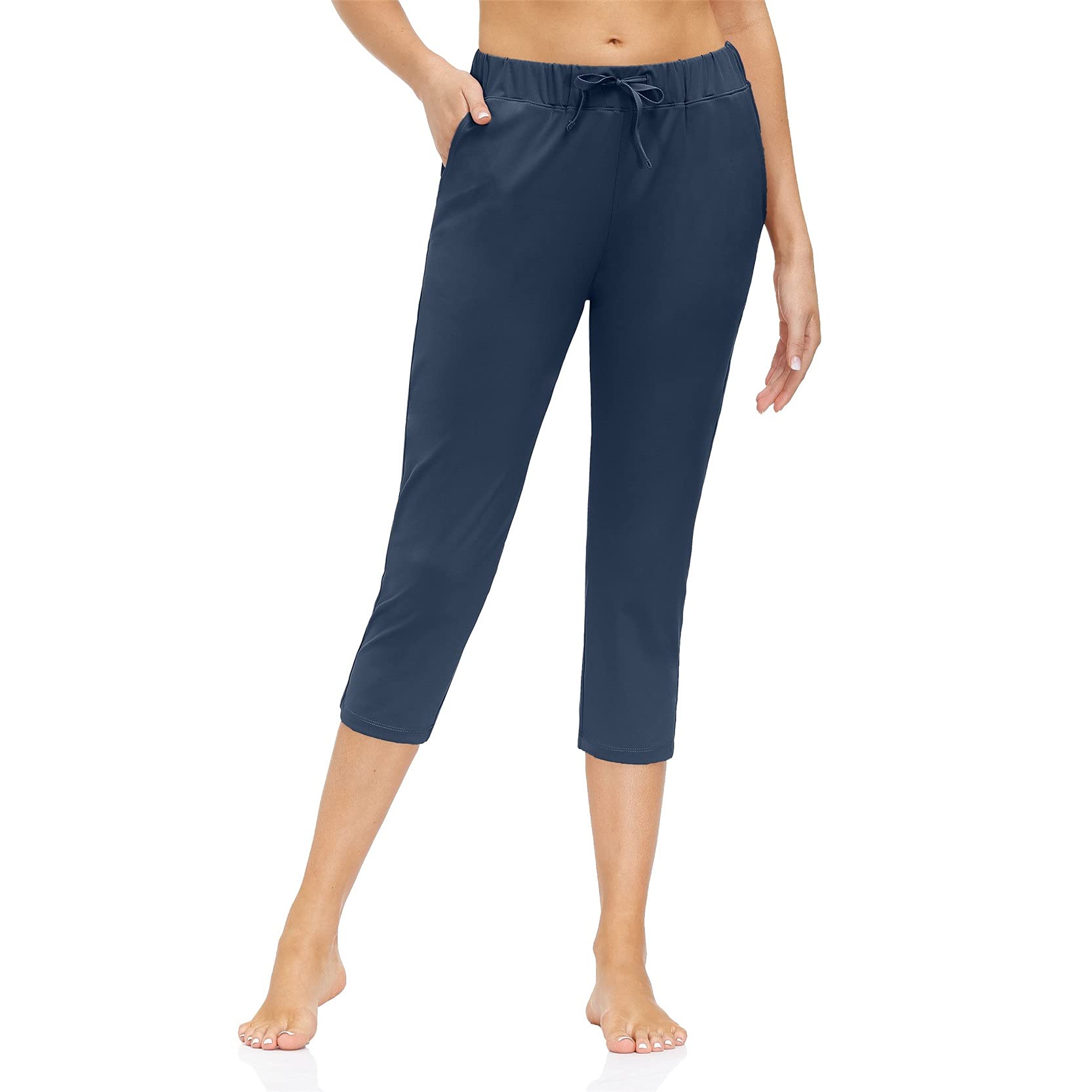 Leggins Mujer Fitness Mallas Deportivo Pilates, Mujeres Pinky Capri Leggings con bolsillos, 3/4 longitud con cordón Pantalones de yoga Pantalones de ejercicio Correr Pantalones casuales Aptitud Medias