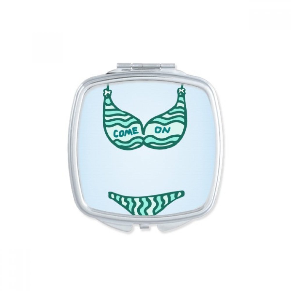 Miroir compact portable avec illustration vert maillot de bain pour maquillage de poche quotidien