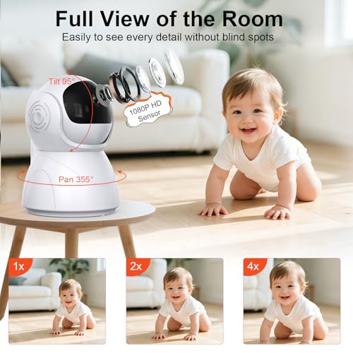AnKeKe 5-Inch No-Wi-Fi Baby Monitor with 355° PTZ & 100-Hour Battery — view 4