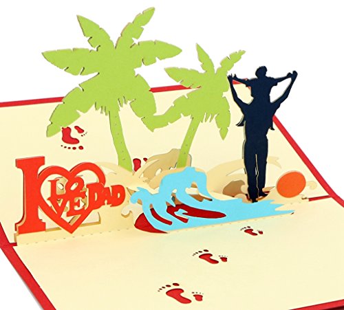 IShareCards® Handmade 3D Pop Up Greeting Cards for Father,Thank You Cards for Dad -(I Love DAD)