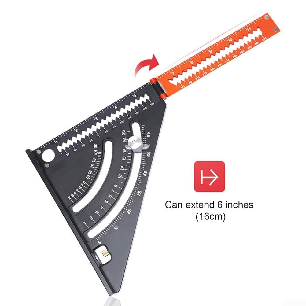 Regla triangular plegable portátil con marco de aleación de aluminio y posicionamiento ajustable para carpintería precisa