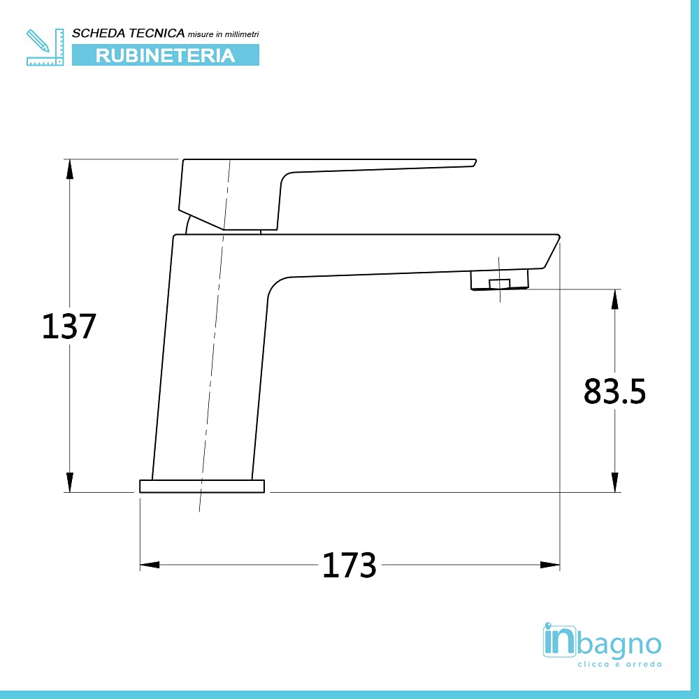 Set miscelatori lavabo e bidet nero opaco, in ottone con piletta di scarico click-clack inclusa, serie KUBO
