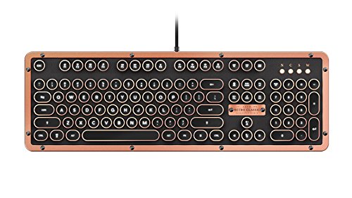 Azio Retro Classic Artisan - USB Luxury Vintage Back lit Mechanical Keyboard (Blue Switch, Black Leather, Zinc Alloy Frame)(MK-RETRO-L-03-US) by Azio - Used condition - Image 3