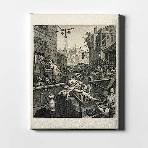 Impression giclée d'art Gin Lane par William Hogarth sur toile premium XL