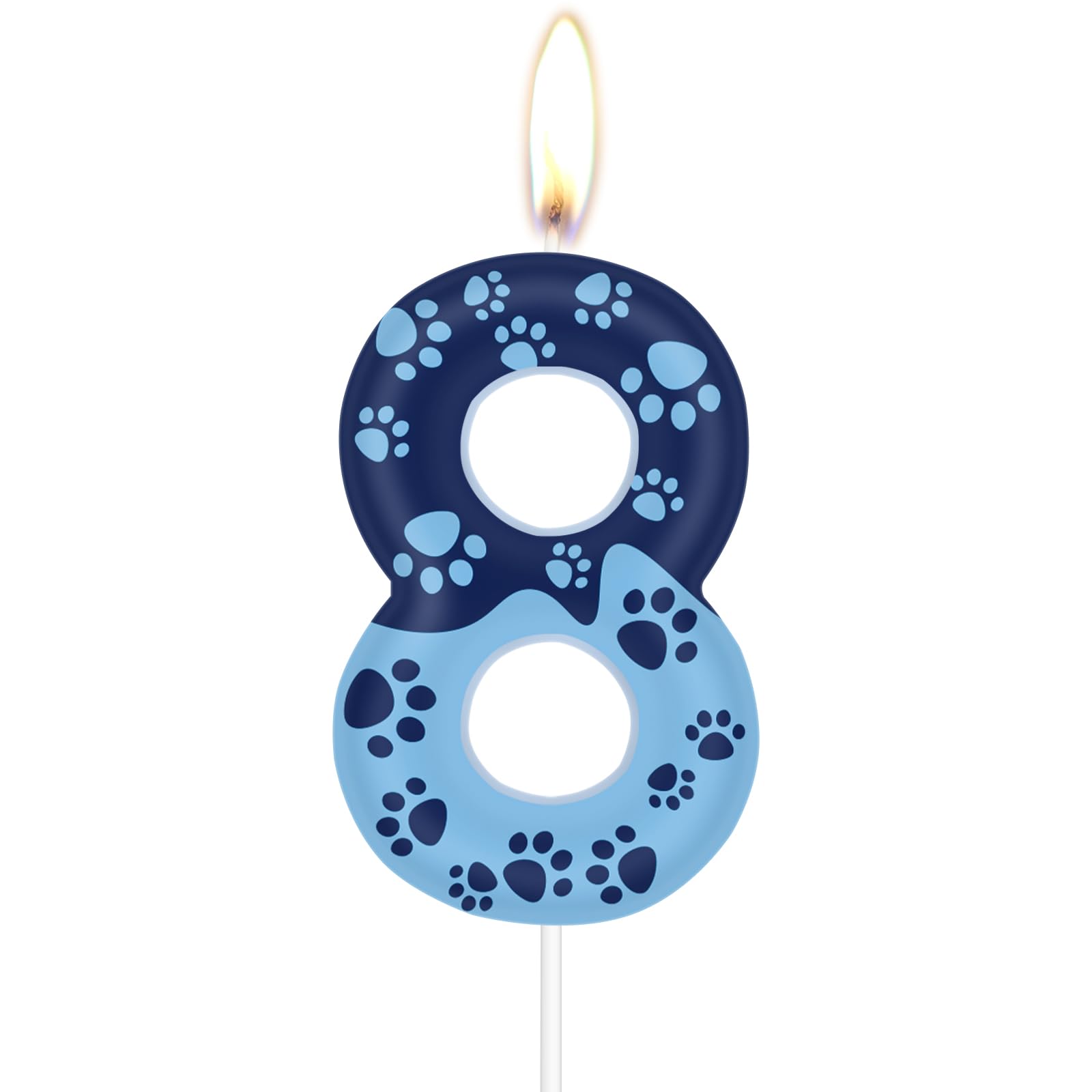 iNINGER Blue Number 8 Candles,8th Dog Paw Birthday Candles,Blue Dog Paw Cake Candles,Numeral Birthday Candles,Dog Paw Cake Toppers Decoration for Boy