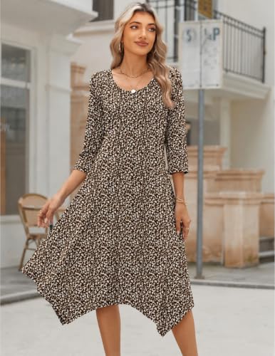 Image of Zeagoo Midi Dresses Women 2026 Dress 3 /4 Sleeve Casual Dresses with Pockets A Line Summer Beach Sundress