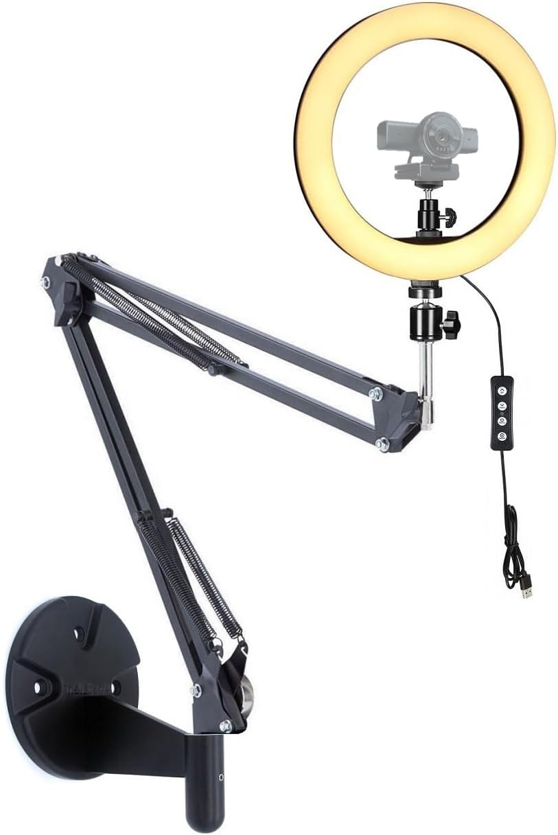 Kiyo V2 X Webcam Ring Light Wall Holder,10'' Streaming Light with Wall Folding Mount Compatible with Razer Kiyo V2 X,Kiyo V2,Kiyo pro Ultra 4K,Kiyo X Webcams