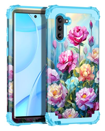 Hekodonk for Galaxy Note 10 Case,Three Layer Heavy Duty Shockproof Protection Hard Plastic+Soft Silicone Full Body Drop Protective Case for Samsung Galaxy Note 10,Pink Rose