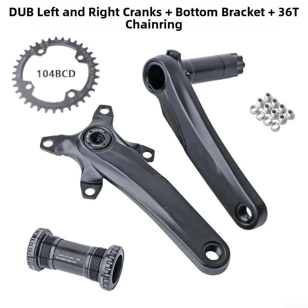 Honseadek Bielas huecas 104Bcd 32-36T, aleación 6061/7075, 170 mm de longitud, factor Q 160 mm, para bicicleta de carretera Mtb de 9 a 12 velocidades, plato único, negro (36T)