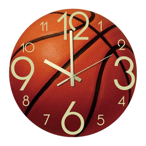 FytStycale Horloge Murale de Basket-Ball Phosphorescente et Silencieuse pour Chambre d'enfant, Bureau Ou Chambre à Coucher
