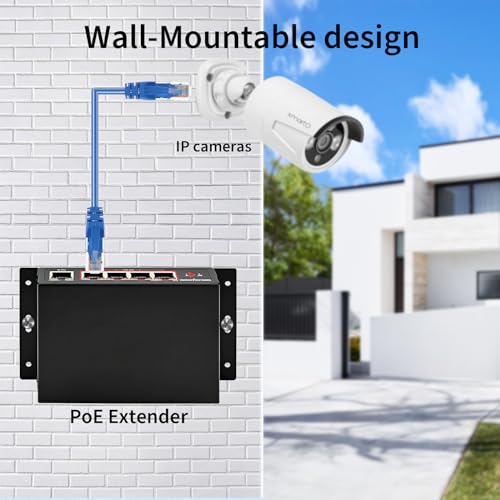 Image of 60W 4-Port Gigabit PoE Switch /Extender PoE Splitter | 10 /100 /1000Mbps, Supports IEEE 802.3af /at, Ethernet Extension, 6KV Lightning Protection