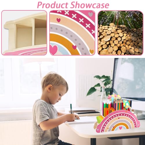 Jiahuade Rainbow Pen Holder Desk Organiser, Kids/Childish, Pen holder, Pen Holder, Office, School, Library, Rainbow - Image 3