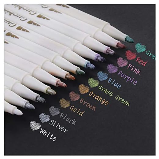 Matallic Marker Pens,Guobinfen Set of 12 Colors Metallic Paint Pens for Black Paper, Art Rock Painting, Easter Egg, Halloween Pumpkin, Card Making, Metal, Ceramics, Wine Glass, DIY Photo Album