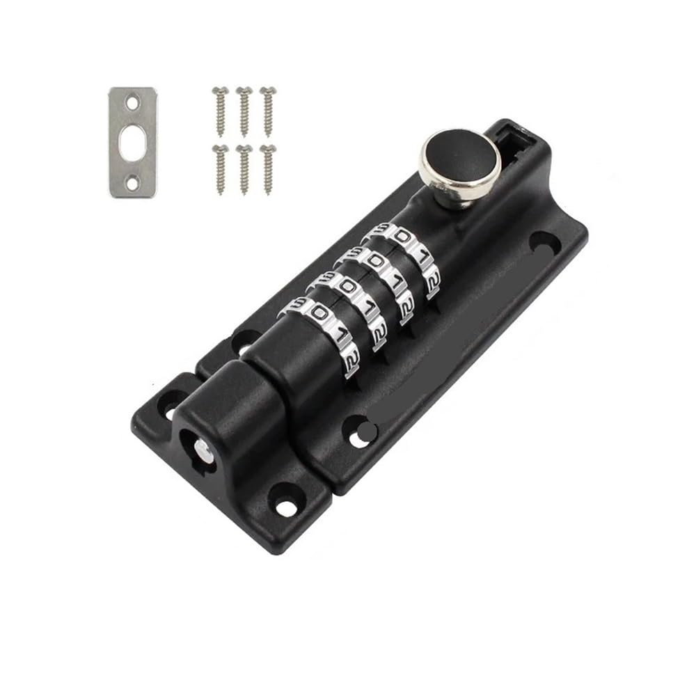 Heavy Duty Resetable Code Gate Latch Lock,Keyless Door Bolt(Black)