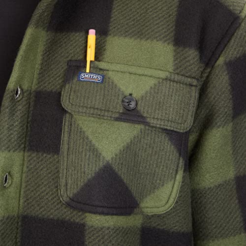 Image of Smith's Workwear Men's Sherpa-lined Plaid Fleece Shirt Jacket
