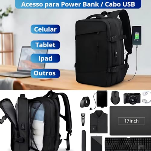 Mochila, Feminina, Masculina, Viagem, Expansível, Notebook, Mala Mão, Impermeável, Academia, Grande,