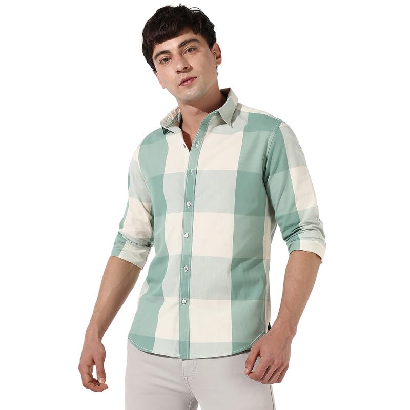 Campus Sutra Men’s Striped Shirt for Casual Wear | Spread Collar | Regular Fit | Short Sleeve | Button Closure | Cotton Shirt Crafted with Comfort Fit for Everyday Wear