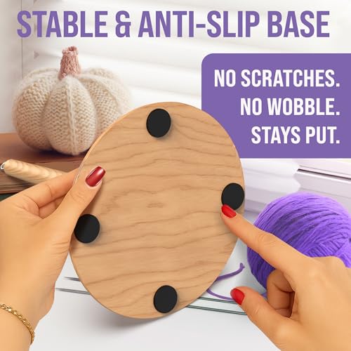 Image of BARVA 2 in 1 Upgraded Table Chunky Yarn Holder 22 Lb & Mini Wristlet Spinner | Bracelet Spindle On the Go for Travel & Car | Wood Crochet Accessories | Compact Fiber Tools | Top Crafts Gifts for Women