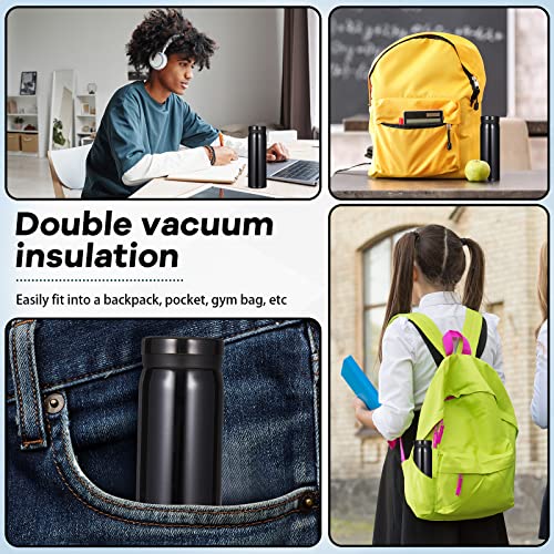 Dandat Pack de 4 Botellas de Agua Mini de Acero Inoxidable 10 oz con Aislamiento al Vacío miniatura 5