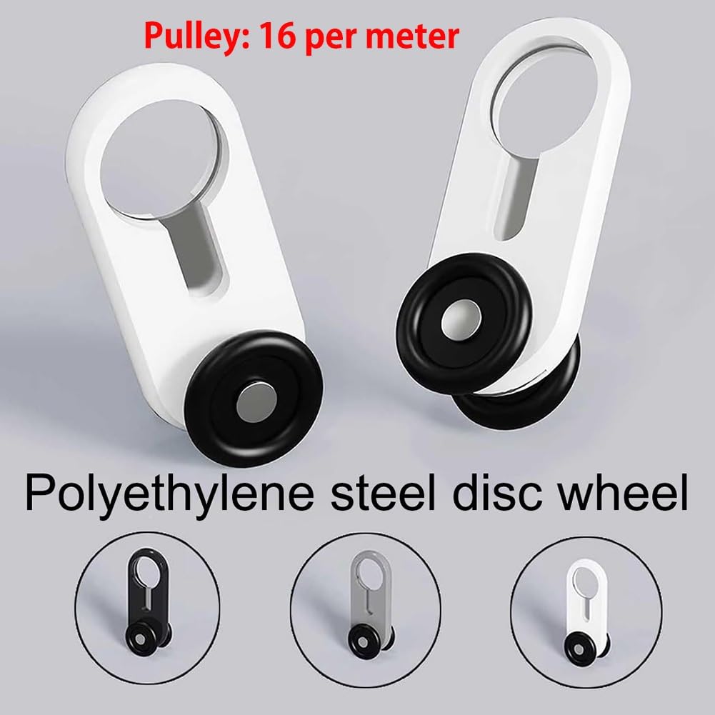 Système de tringle à rideaux à double rangée très résistant, idéal pour rideaux, séparateur de pièce, longueur réglable (blanc, 4,1 m) pour un glissement fluide