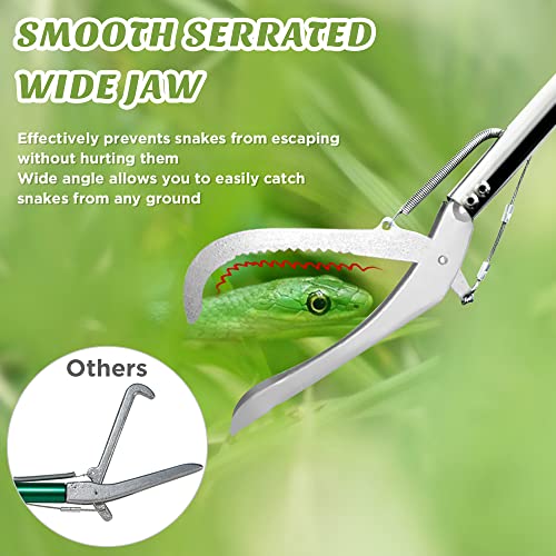 Image of HOMEYA 47 Inch Extra Heavy Duty Snake Tongs, Standard Reptile Snake Grabber Tool, Professional Rattle Snake Catcher Tool Wide Jaw Handling Tool with Lock, Non-Slip Grip Handle