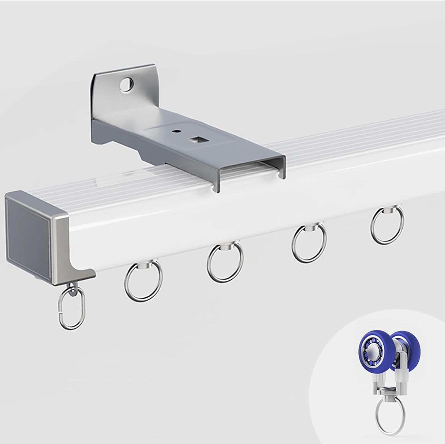 Szyna do zasłon z tłumiącym dźwiękiem aluminiowy uchwyt sufitowy lub ścienny wytrzymały karnisz do domu i biura - łatwa instalacja i nowoczesny design