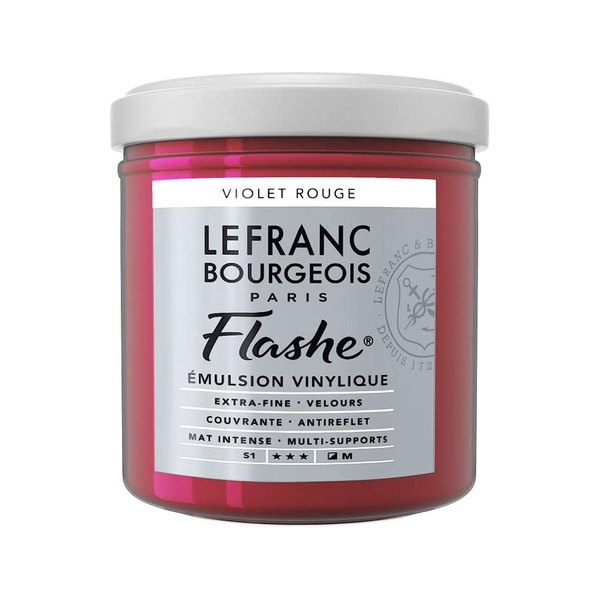 Lefranc Bourgeois Flashe, Extra-Fine Acrylic Vinyl Emulsion, Artists Quality, Red Violet, 125ml Pot