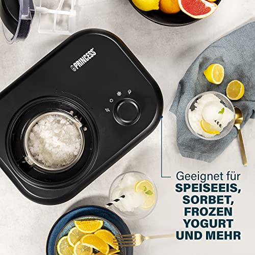 Princess Eismaschine inkl. Kühlaggregat 1 L, Zubereitung von selbstgemachtem Speiseeis, Frozen Yoghurt und Sorbet, 100 Watt, Silber, Schwarz, 282608 – Bild 5