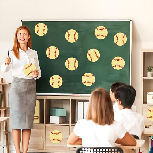 Image of Glitter Softball Cutouts- 100Pcs Sport Ball Cut Outs Bulletin Board Softball Shape DIY Paper Cuts Party Decorations for Sports Theme Party Baby Shower Birthday Classroom Game Day Wall Decor Supplies