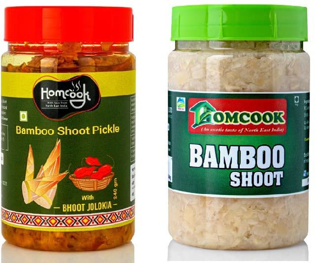 Homcook Bamboo Shoot Bhut Jolokia & Bamboo Shoot from Meghalaya Pickle Combo(Each 240g)