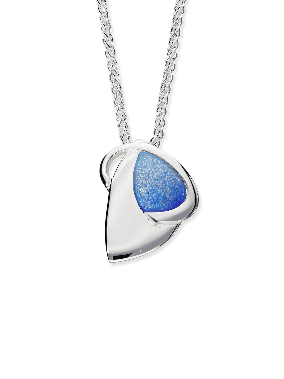 ORTAK 925 Sterling Silver Handmade Pendant Necklace Archibald Knox Design Hot Glass Hand Enamel In Bombay Sapphire Colourways Scottish Fine Jewellery Made In Scotland