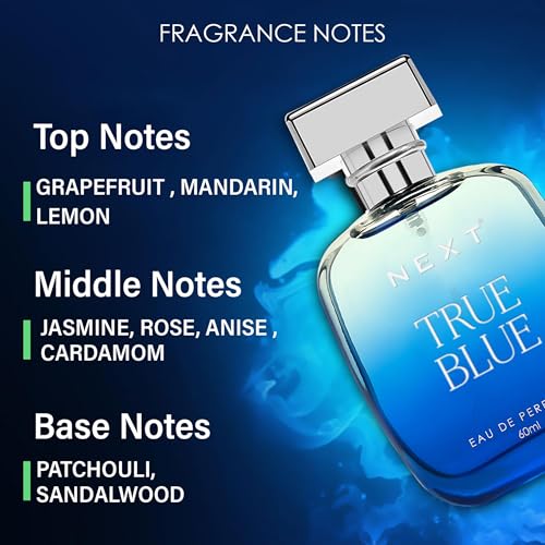 Image of Next Care True Blue Eau de Parfum for Men & Women - 60 ml | Long Lasting Fresh Aquatic Fragrance | Travel Friendly Perfume for All Day Freshness | Unisex Party Perfume