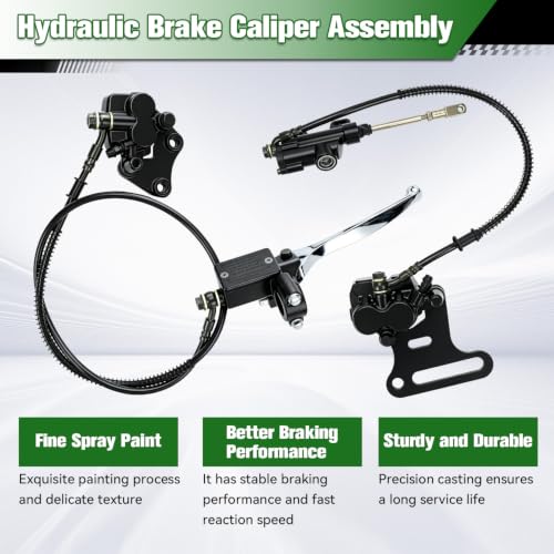 Image of Pit Bike Front Hydraulic Disc Brake Caliper Assembly & 12mm Rear Brake Kit Compatible with SSR Apollo 125cc 110cc Tao Tao Coolster Roketa 90cc 70cc 50cc 4 Stroke Chinese Dirt Bike Parts Black