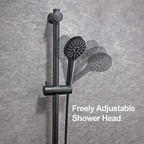 Hamoler Shower Slide Bar 24 Inch For Bathroom With 360° Adjustable Handheld Shower Holder Stainless Steel Wall Mount Sliding Bar, Matte Black #TOP2