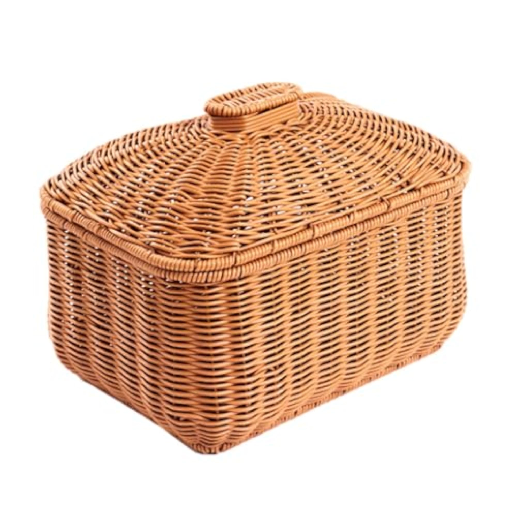 Hand Woven Basket with Lid for Restaurant Kitchen Shelves