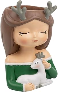 Cabilock Meninas Bonitos de Plantas Suculentas Pote Com Furo de Drenagem Cactus Plantador Plantador de Resina Bonito Plantas Vaso de Flores Ao Ar Livre Indoor