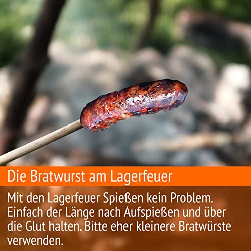 100 Bambus Stockbrot Spieße für Lagerfeuer und Grillen