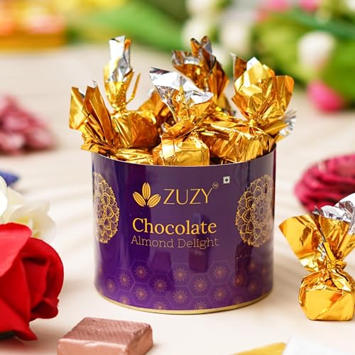 Image of eCraftIndia Set of 4 Red, Golden White Pearls Rakhis for Brothers with Zuzy Almond Chocolate Box, Rakhi with Chocolate Gift - Roli Chawal Pack, Raksha Bandhan Greeting Card