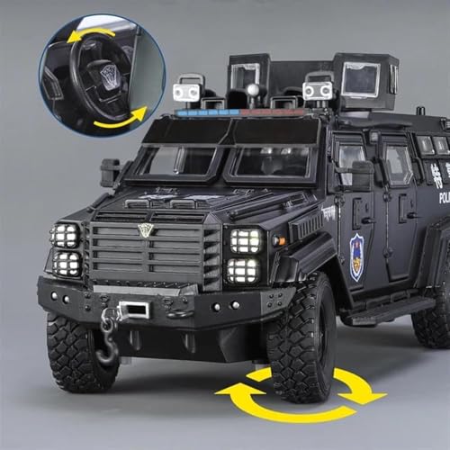 Image of Invite Enterprise 1:24 Scale Ford F550 Modified Police Exclusive Alloy Metal Pull Back DieCast Car Model with Sound & Light Mini Auto Toy for Kids Metal Model Toy Car (Black Color)