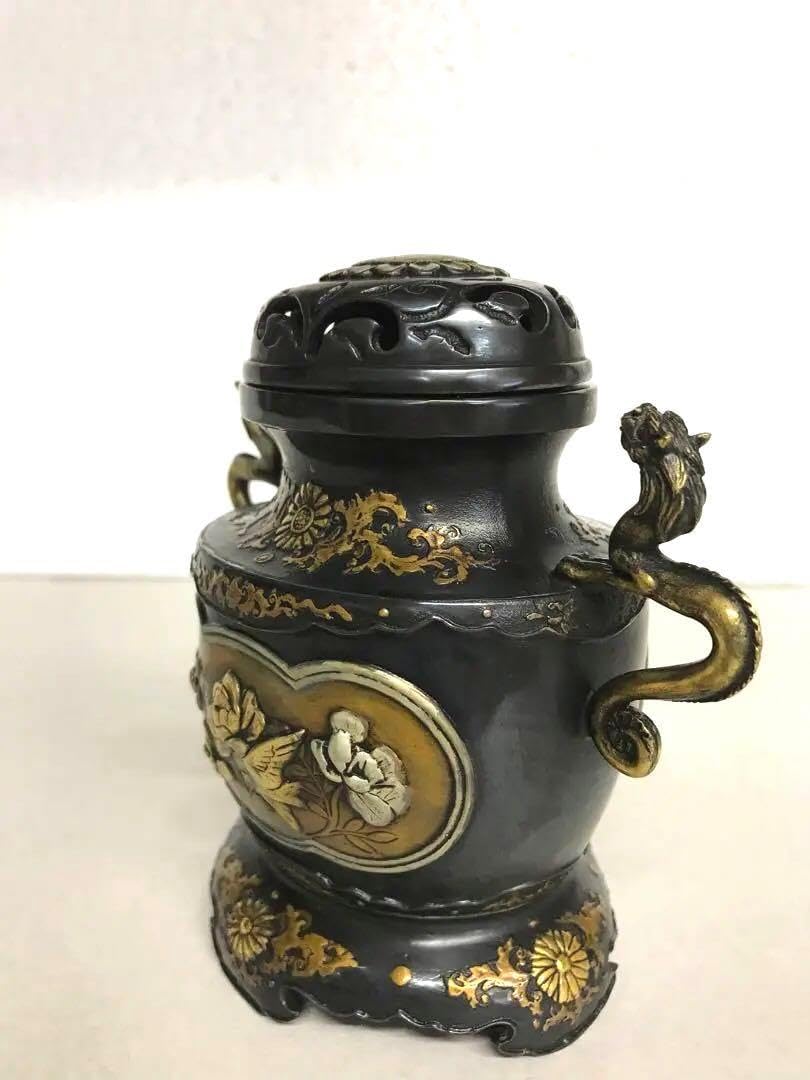 京焼 清水焼 名工 吉川充 造 青白磁 有蓋獣足鉢 香器香炉 お櫃 高島屋