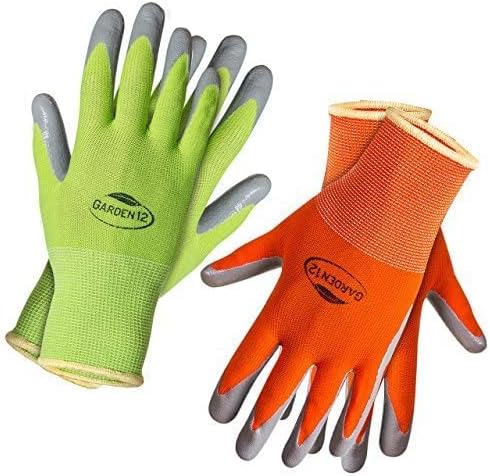 Gardening Gloves for Women (2, Small) Super grippy Garden Gloves from Breathable Nylon with puncture-resistant nitrile