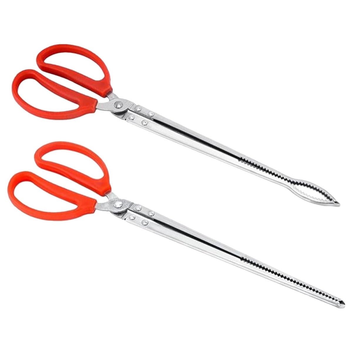 Healvian Pinzas Para Serpientes De Acero Inoxidable 2 Piezas 52 Cm (boca Curva y Recta) Mango Antideslizante Para Captura Segura, Alimentación y Manipulación De Reptiles Exteriores y Casa