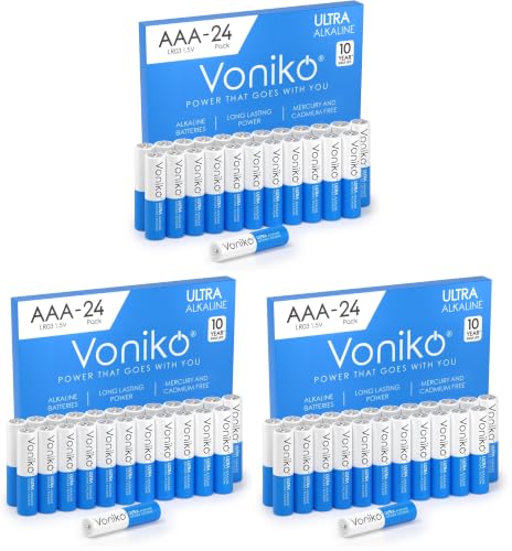 Image of Voniko Ultra AAA Batteries 72 Pack - Alkaline Triple A Battery, Ultra Long-Lasting for All Your Devices, 10-Year Shelf Life, Leak-Proof & Mercury-Free