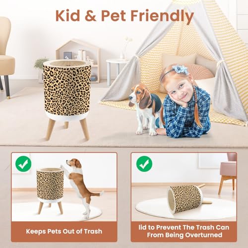 Caneca de Basura Pequeña con Tapa Estampado Leopardo 1.8 gal miniatura 3