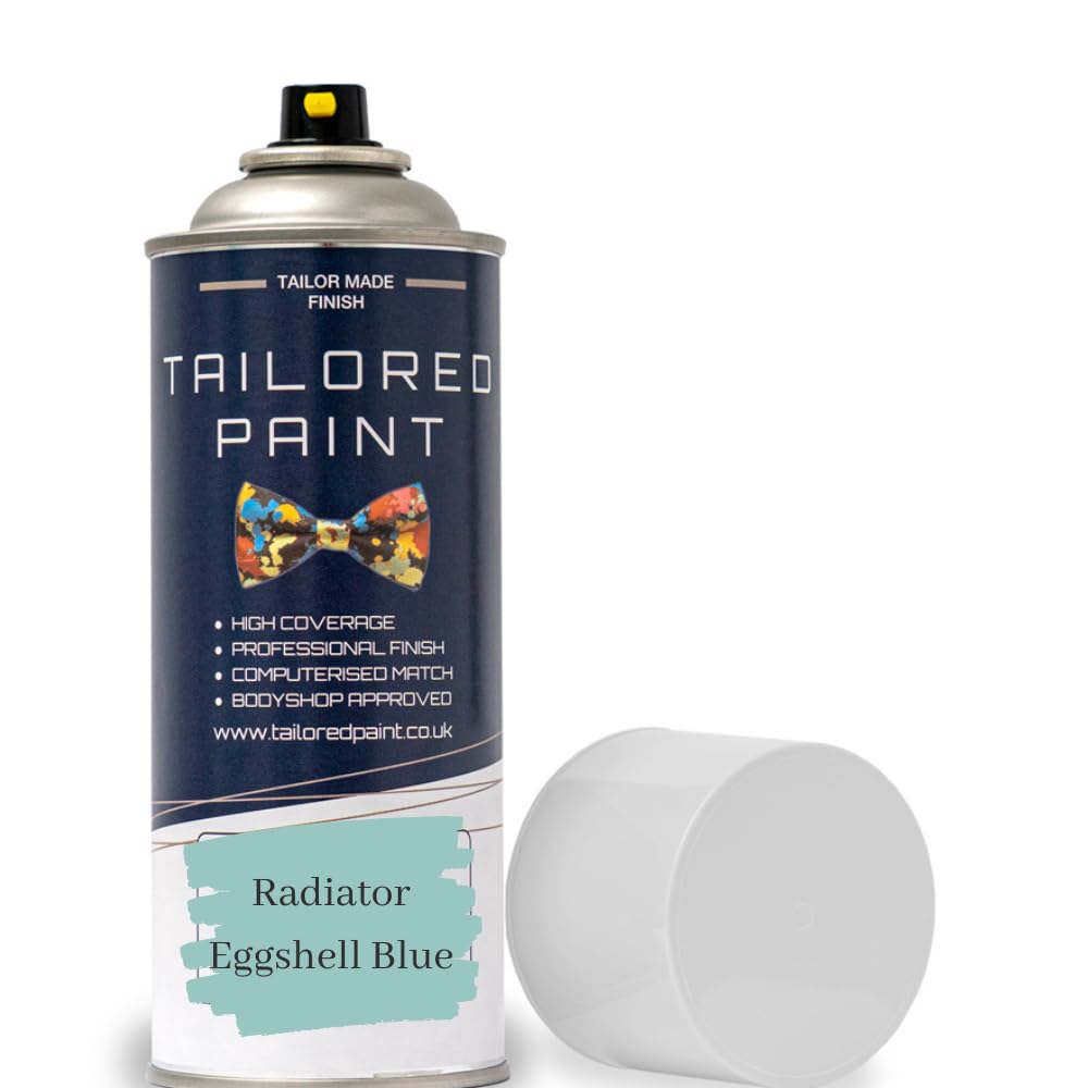 Tailored Paint Premium Radiator Aerosol Spray Paint Heat Resistant To 100ºC - Quick Air Dry No Primer Needed (Satin, Eggshell Blue)