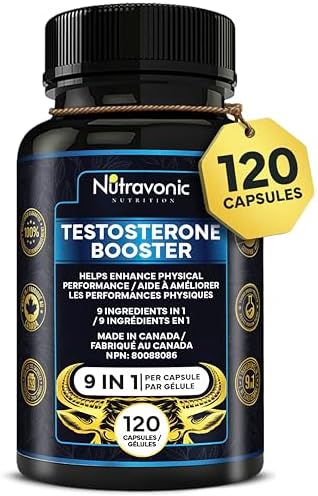 Testosterone Booster for Men - Tribulus Terrestris, Tongkat Ali, Maca, Panax Ginseng, Horny Goat Weed, DIM, Siberian Ginseng, Ginkgo Biloba, Velvet Bean. Formulated To Enhance Physical Performance & Promote Testosterone Production. 9 in 1 QCE: 10760 mg of Quality Ingredients. Natural Testosterone Supplements for Men. 120 Easy To Swallow Capsules. Nutravonic Nutrition.