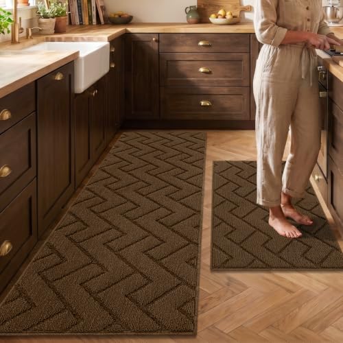 Image of hicorfe Kitchen Runner Rug,20 inchx59 inch+20 inchx32 inch Kitchen Set,Non-Slip Kitchen Mat