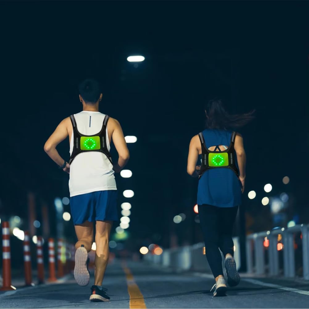 Gilet Réfléchissant LED Rechargeable par USB avec Feu de Signalisation à Distance pour Le Cyclisme et la Course