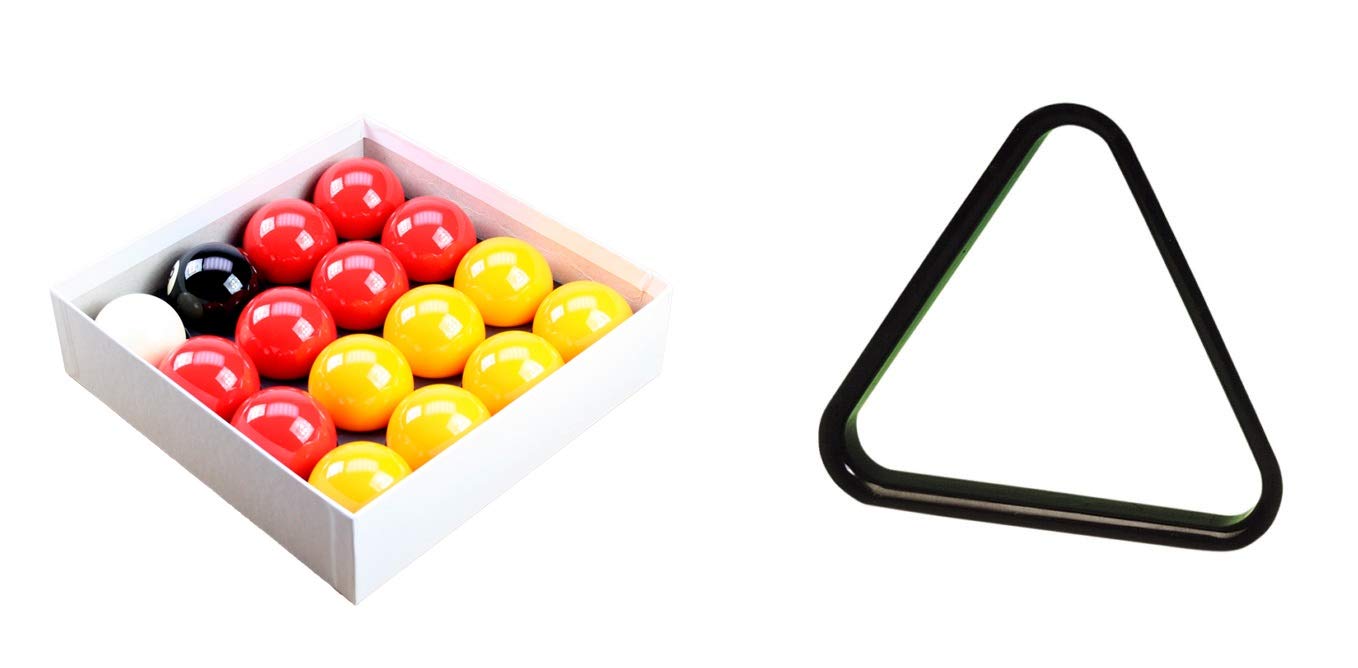E-Service Red And Yellow Standard 2" Pool Balls (16 Piece) 1 7/8" Cue Ball and Triangle
